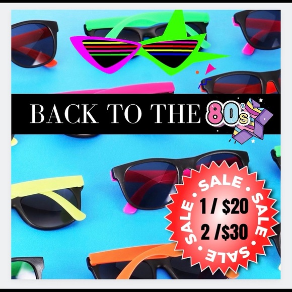 2/$30 👓80s RETRO SUNGLASSES UNISEX | RED - Picture 2 of 5